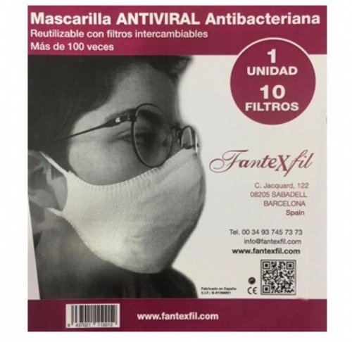 Mascarilla blauet adulto antiviral fantexfil