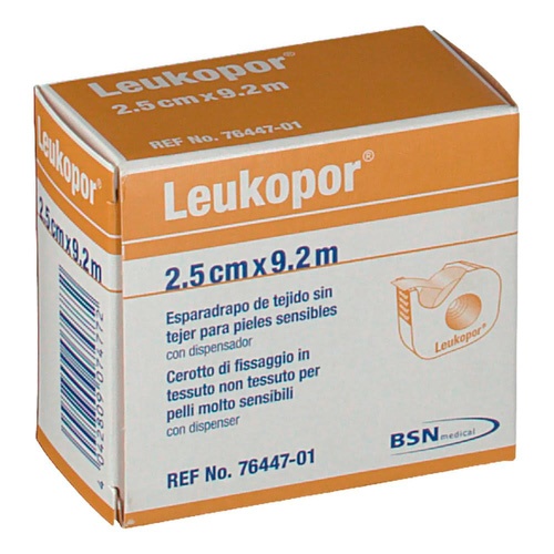 Esparadrapo hipoalergico - leukopor papel (1 unidad con dispensador 9,2 m x 2,5 cm)