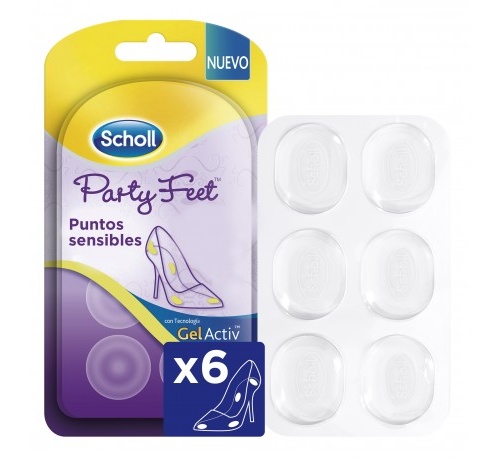 Scholl party feet puntos sensibles - con tecnologia gelactiv (6 u)