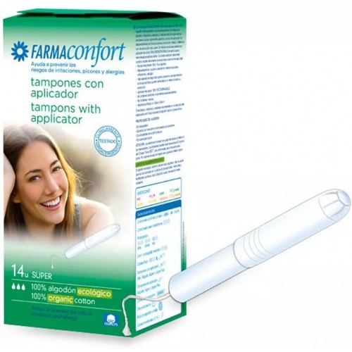 Tampones 100% algodon - farmaconfort con aplicador (14 unidades super)