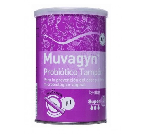 Muvagyn probiotico tampon vaginal (super c/ aplicador 9 tampones)