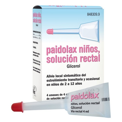 PAIDOLAX NIÑOS, SOLUCIÓN RECTAL, 4 aplicadores (enemas) de 4 ml