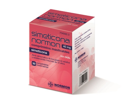 SIMETICONA NORMON 40 MG COMPRIMIDOS MASTICABLES , 30 comprimidos