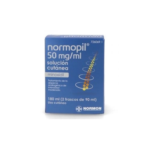 NORMOPIL 50 MG/ML SOLUCION CUTANEA, 2 frascos de 90 ml (180 ml)