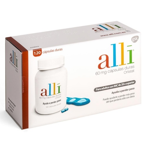 ALLI 60 mg CAPSULAS DURAS ORLISTAT, 120 cápsulas