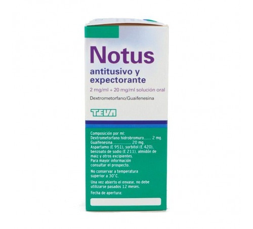 NOTUS ANTITUSIVO 2 mg/ml SOLUCION ORAL , 1 frasco de 200 ml