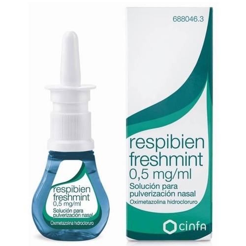 RESPIBIEN FRESHMINT 0,5 mg/ ml SOLUCION PARA PULVERIZACION NASAL, 1 envase pulverizador de 15 ml