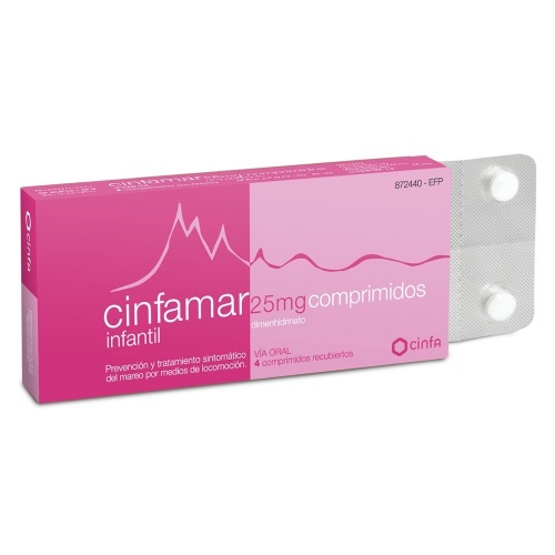 CINFAMAR INFANTIL 25 mg COMPRIMIDOS RECUBIERTOS , 4 comprimidos